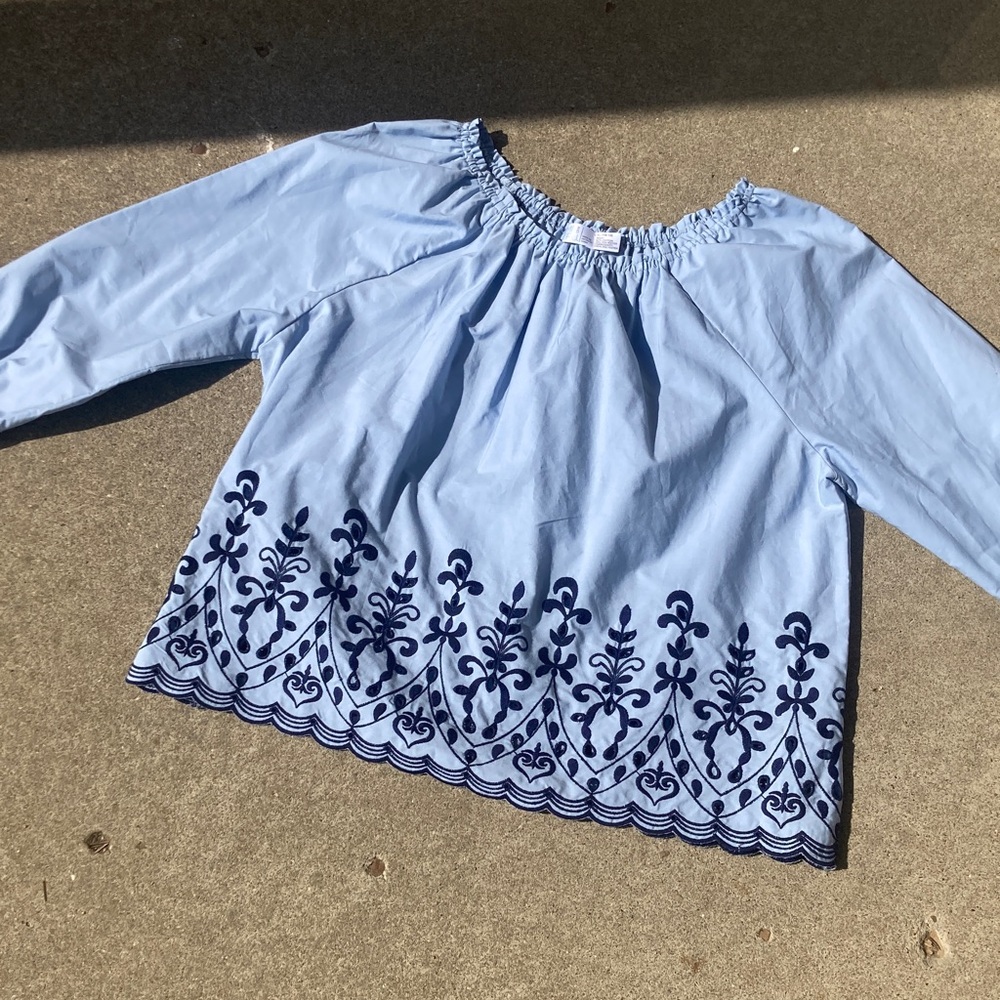 Women’s Time & Tru Light Blue Off-Shoulder Embroidered Eyelet Top XL 16-18